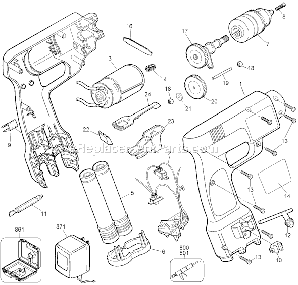 Page A Diagram and Parts List for VP820 Type 1 Black and Decker Electric Drill